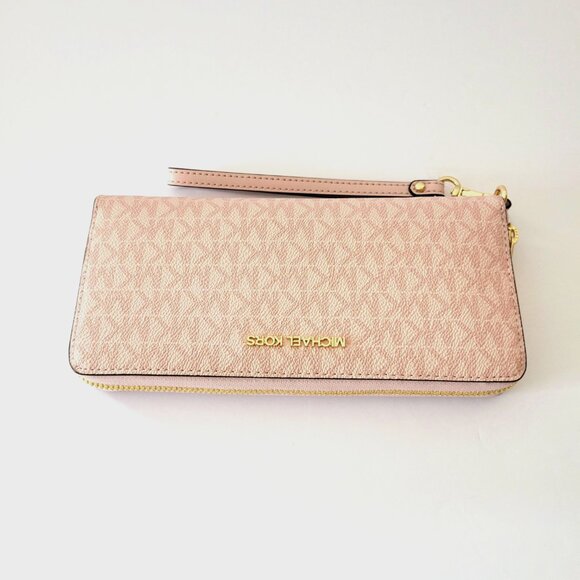 Michael Kors Jet Set Travel Large Travel Continental Wallet MK Logo Powder Blush - Picture 5 of 6